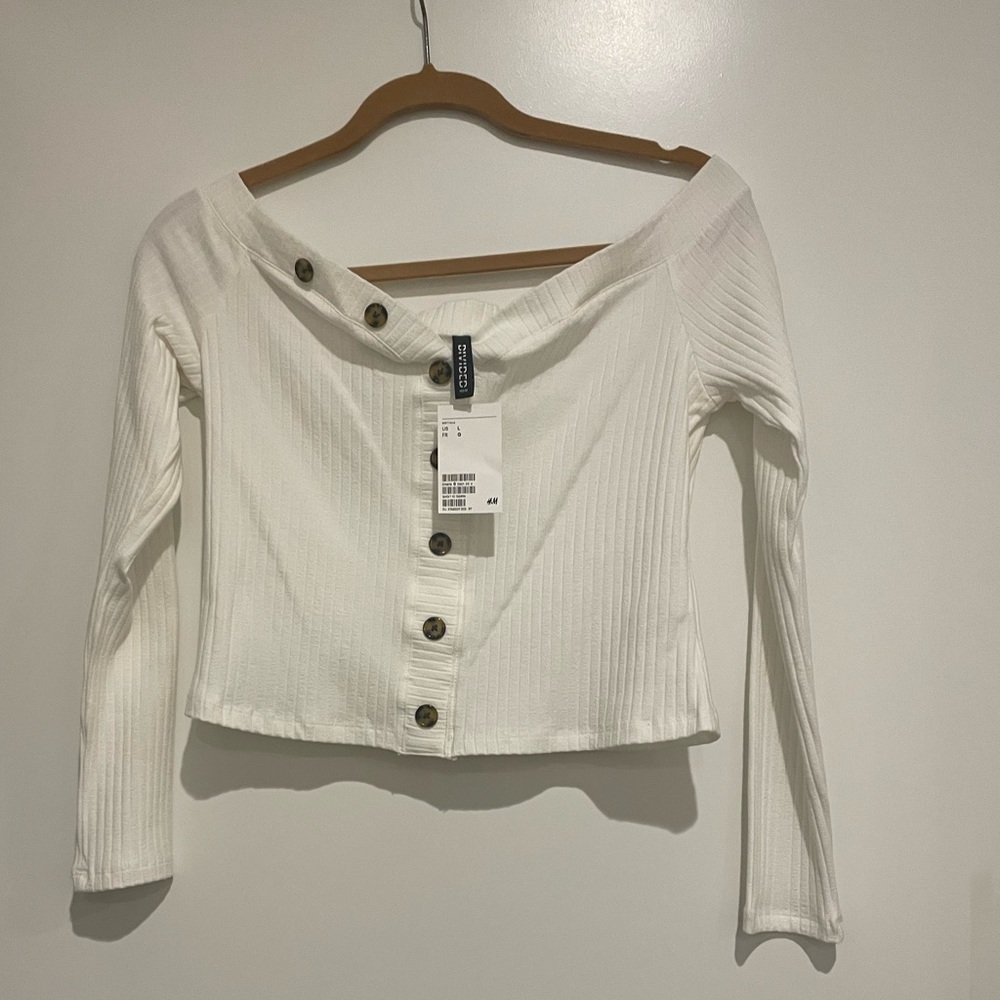 H&M White Button Down Top NWT